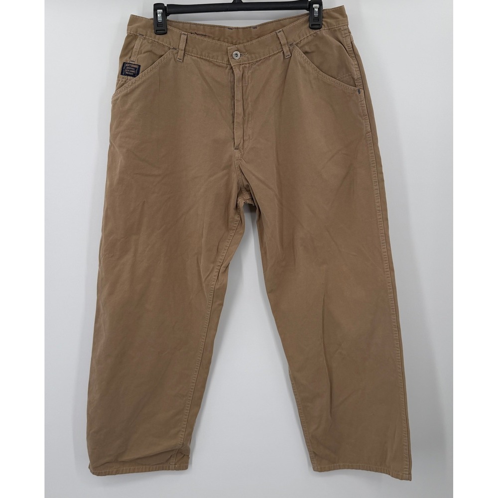 Vtg Lucky Brand Dungarees Mens 38 Short‎ Maintenance Pant Khaki Cotton USA Made